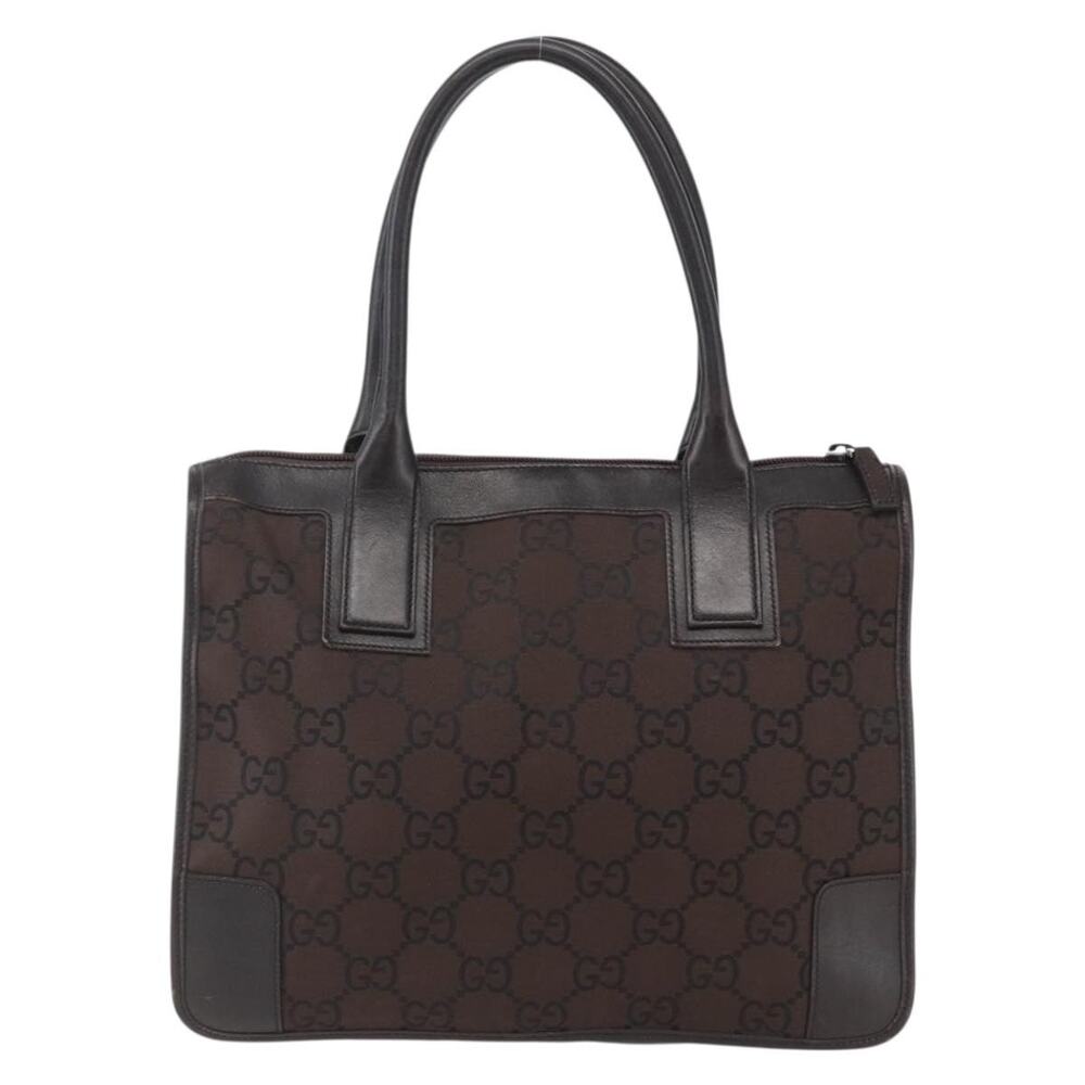 Gucci GG Canvas Tote Bag Nylon Dark Brown